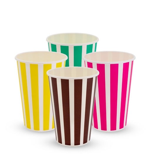 Blue Striped Milkshake Paper Cups Set 16oz / 450ml